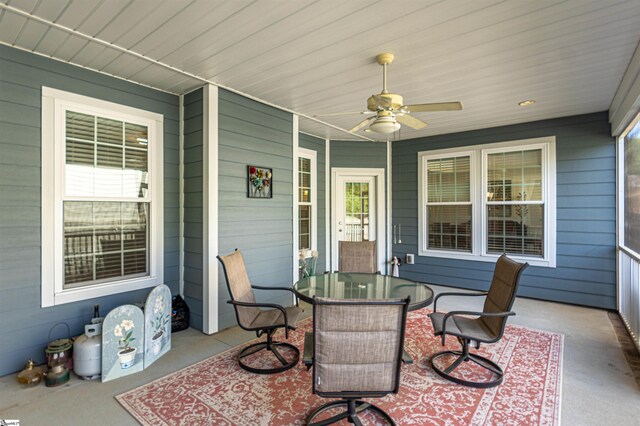 30 Kittery Dr, Greenville, SC 29615 - view of patio featuring ceiling fan and outdoor dining space