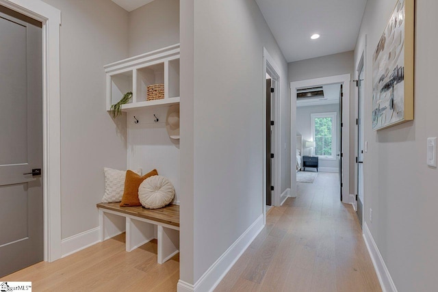 205 Fairview Dr, Greenville, SC 29609 - mudroom with light wood finished floors, baseboards, and recessed lighting