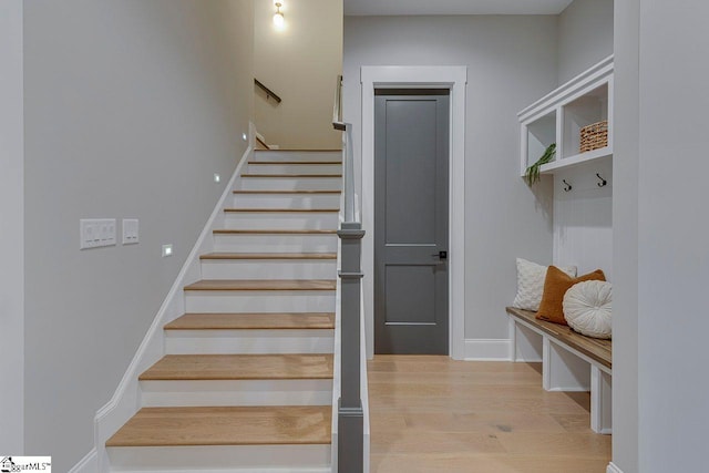 205 Fairview Dr, Greenville, SC 29609 - staircase featuring wood finished floors and baseboards