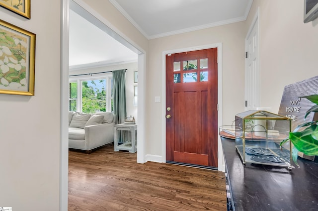101 Kenilworth Ct, Greenville, SC 29615 - entryway featuring dark wood-type flooring, ornamental molding, and baseboards