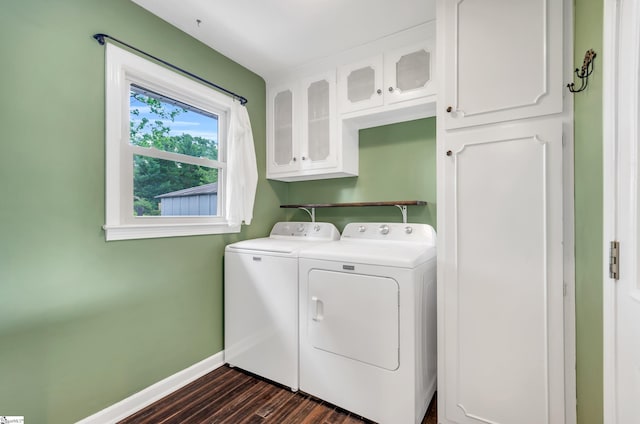 101 Kenilworth Ct, Greenville, SC 29615 - washroom with cabinet space, washer and dryer, baseboards, and dark wood finished floors