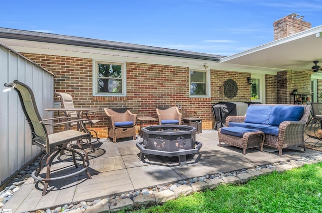 101 Kenilworth Ct, Greenville, SC 29615 - view of patio / terrace featuring an outdoor living space with a fire pit and ceiling fan