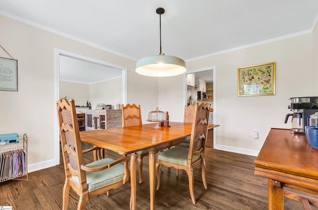 101 Kenilworth Ct, Greenville, SC 29615 - dining space with dark wood-type flooring, ornamental molding, and baseboards
