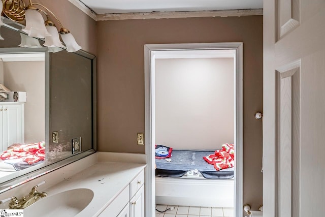 818 S Almond Dr, Simpsonville, SC 29681 - bathroom with vanity and tile patterned flooring
