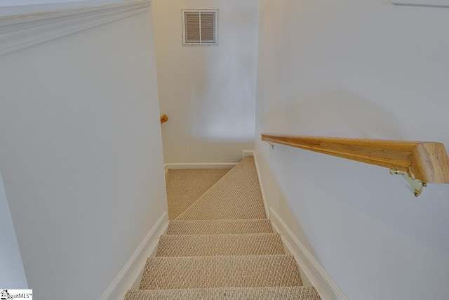 stairs with carpet flooring