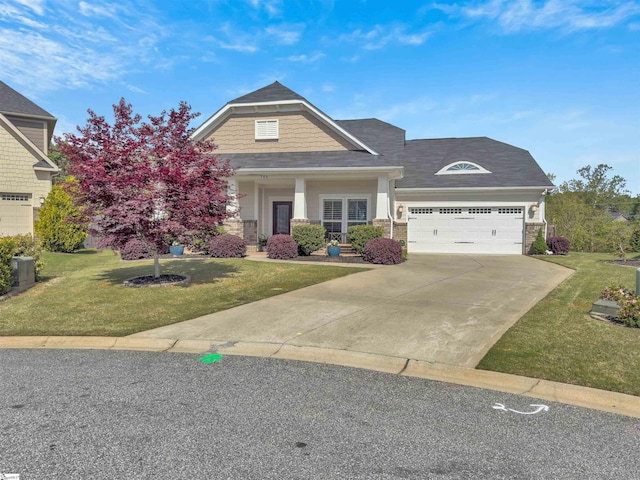 708 Emerald Hill Ct, Simpsonville, SC 29681 - craftsman-style house with a front yard, brick siding, and driveway