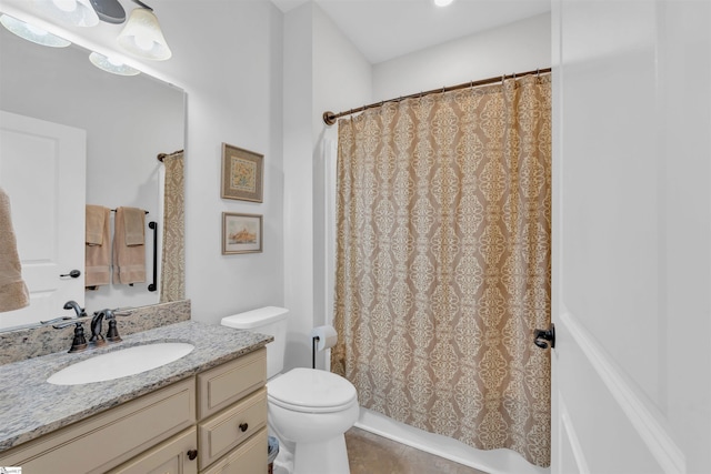 708 Emerald Hill Ct, Simpsonville, SC 29681 - full bath featuring toilet, vanity, curtained shower, and tile patterned flooring