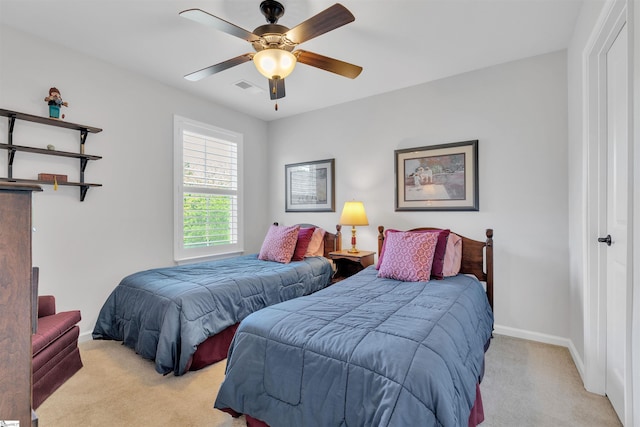 708 Emerald Hill Ct, Simpsonville, SC 29681 - bedroom with light colored carpet, baseboards, and a ceiling fan