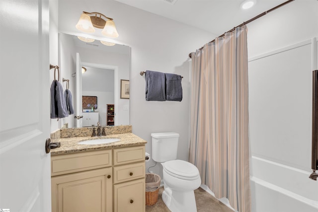 708 Emerald Hill Ct, Simpsonville, SC 29681 - full bath with vanity, tile patterned floors, toilet, and shower / tub combo