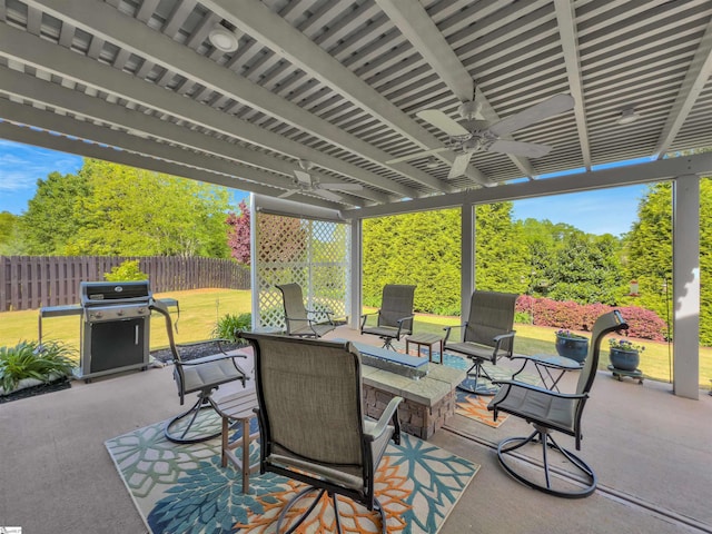 708 Emerald Hill Ct, Simpsonville, SC 29681 - view of patio featuring a ceiling fan, outdoor dining space, and area for grilling