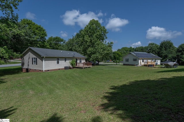 474 Lindsey Lake Rd, Travelers Rest, SC 29690 - view of grassy yard with a deck, central air condition unit, and view of scattered trees