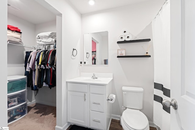 533 Hampton Towne Dr, Greenville, SC 29617 - full bath featuring vanity, a walk in closet, toilet, and baseboards