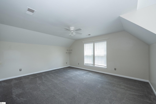 104 White Bark Way, Taylors, SC 29687 - bonus room with ceiling fan, vaulted ceiling, dark colored carpet, and baseboards