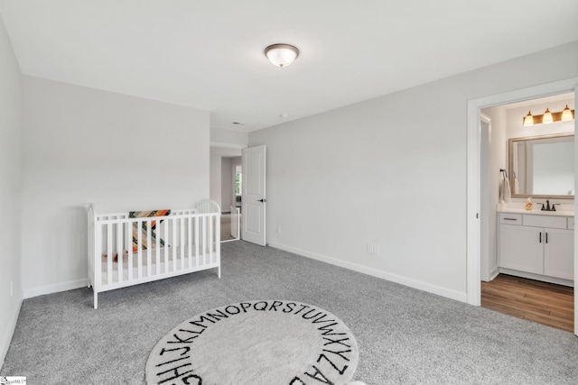 153 Coppermine Dr, Easley, SC 29642 - bedroom with carpet, baseboards, a sink, and ensuite bath