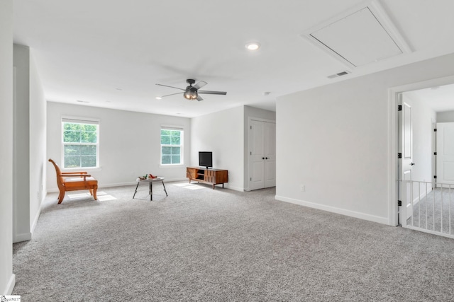 153 Coppermine Dr, Easley, SC 29642 - unfurnished room with attic access, carpet flooring, baseboards, a ceiling fan, and recessed lighting