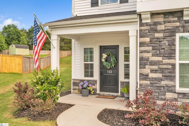 153 Coppermine Dr, Easley, SC 29642 - doorway to property featuring stone siding