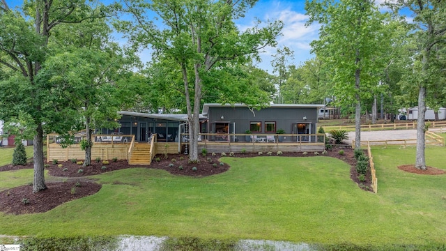 653 R B Baker Dr, Chapin, SC 29036 - rear view of house with a lawn, a deck, and stairway