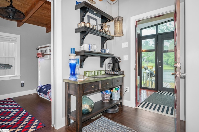 653 R B Baker Dr, Chapin, SC 29036 - foyer featuring wood finished floors, baseboards, and beamed ceiling