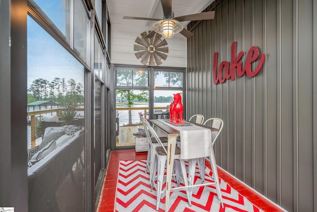653 R B Baker Dr, Chapin, SC 29036 - dining area with a ceiling fan and wood finished floors