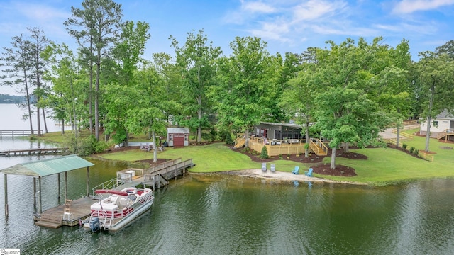 653 R B Baker Dr, Chapin, SC 29036 - dock with a lawn and a deck with water view