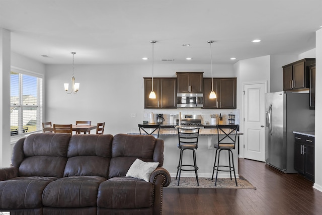 605 Mosque Ln, Lyman, SC 29365 - living area with a chandelier, dark wood-type flooring, and recessed lighting