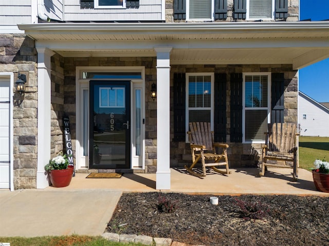 605 Mosque Ln, Lyman, SC 29365 - entrance to property featuring stone siding and a porch