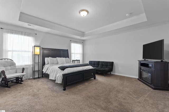 605 Mosque Ln, Lyman, SC 29365 - carpeted bedroom featuring a tray ceiling and ornamental molding