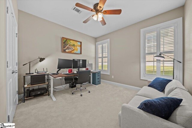 6 Kelvyn St, Greer, SC 29651 - office featuring a ceiling fan, carpet flooring, and baseboards