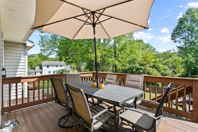 7 Bendingwood Cir, Taylors, SC 29687 - deck featuring outdoor dining space and view of wooded area