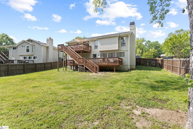 7 Bendingwood Cir, Taylors, SC 29687 - rear view of property with stairway, a deck, and a chimney