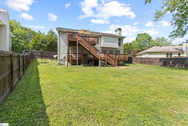 7 Bendingwood Cir, Taylors, SC 29687 - rear view of house featuring stairs, a deck, and a chimney