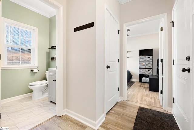 110 Avendell Dr, Easley, SC 29642 - bathroom featuring ornamental molding, toilet, vanity, and baseboards