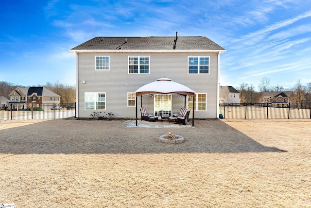 110 Avendell Dr, Easley, SC 29642 - rear view of property with a gazebo, an outdoor fire pit, a patio, and a fenced backyard