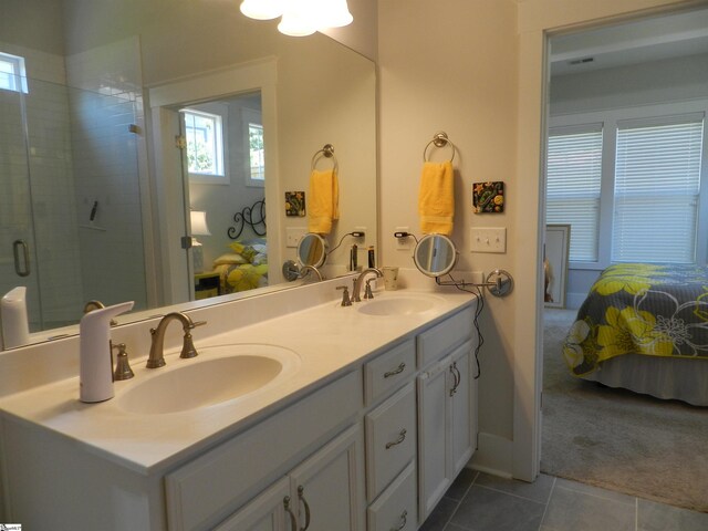 14 Moray Pl, Simpsonville, SC 29681 - ensuite bathroom with tile patterned flooring, a stall shower, and double vanity