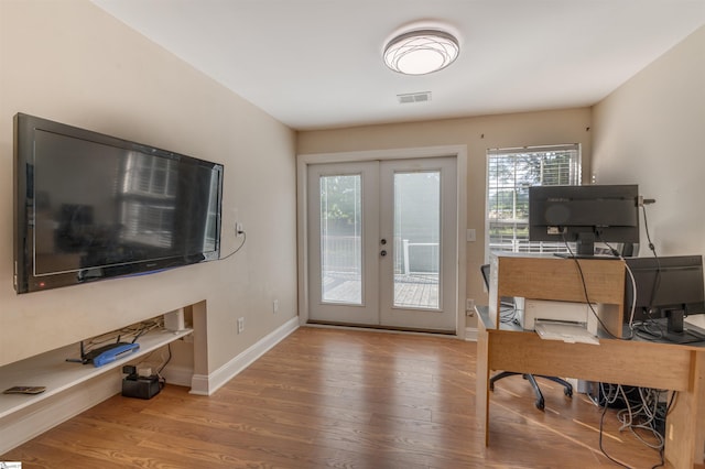 105 Bitternut Ln, Taylors, SC 29687 - office space featuring french doors, wood finished floors, and baseboards