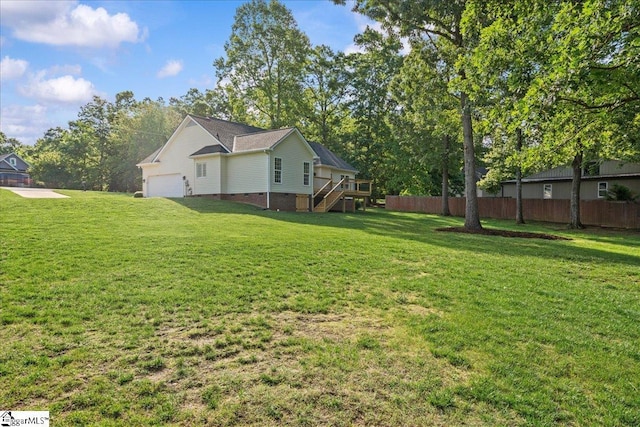 2575 Old Ansel School Rd, Greer, SC 29651 - view of yard featuring stairs, a garage, and a deck