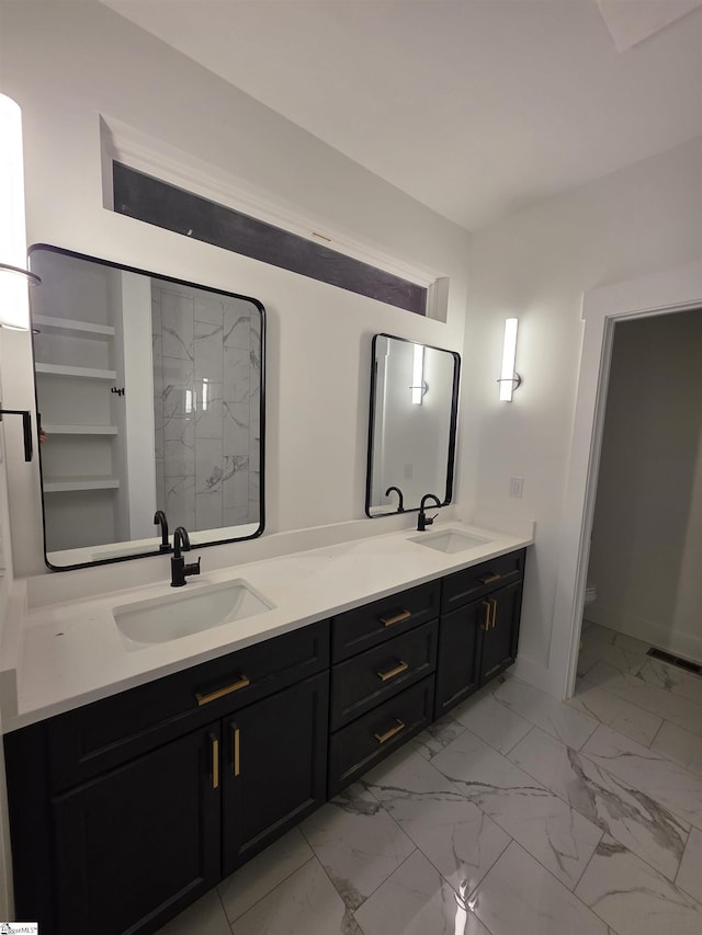 402 Edgewater Dr, Anderson, SC 29626 - full bathroom featuring marble finish flooring, double vanity, toilet, and baseboards