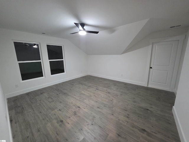402 Edgewater Dr, Anderson, SC 29626 - bonus room featuring a ceiling fan, vaulted ceiling, dark wood-type flooring, baseboards, and built in features