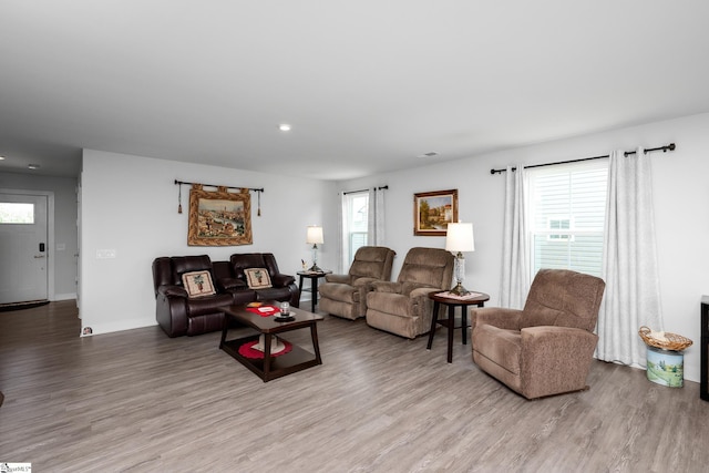 203 Bending Branch Rd, Greenville, SC 29605 - living room featuring wood finished floors, baseboards, and recessed lighting