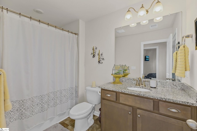 305 Yellow Fox Rd, Greer, SC 29650 - bathroom with toilet, vanity, and curtained shower