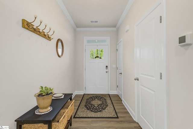 305 Yellow Fox Rd, Greer, SC 29650 - doorway to outside with wood finished floors, crown molding, and baseboards