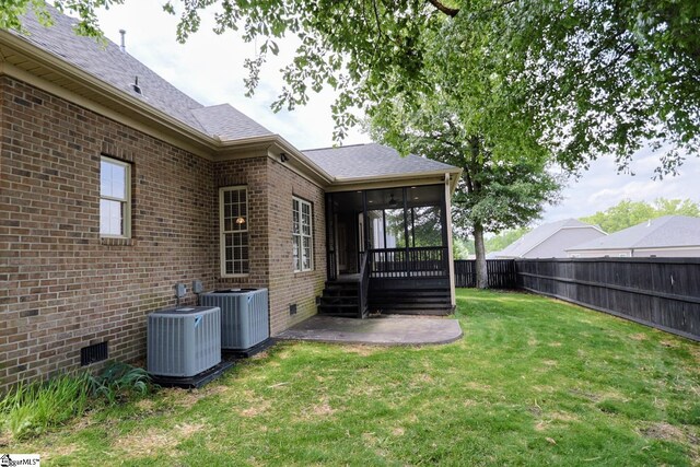 128 Palm Springs Way, Simpsonville, SC 29681 - view of yard with a sunroom, cooling unit, and a patio