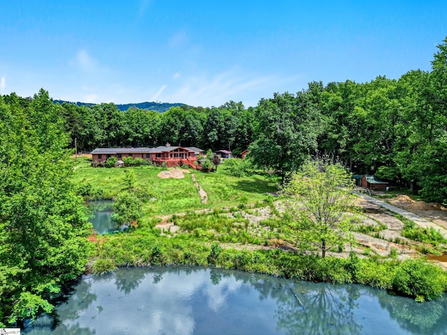 313 Viewmont Dr, Greenville, SC 29609 - aerial view of property and surrounding area featuring a heavily wooded area and a large body of water