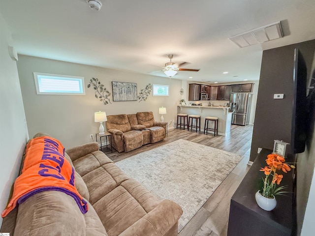 128 Adger Rd, Pendleton, SC 20670 - living area with ceiling fan, recessed lighting, and light wood-style floors