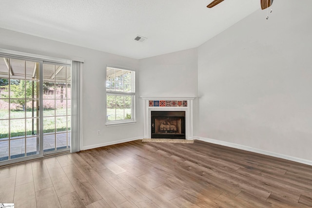 1105 Autumn Leaf Ln, Fountain Inn, SC 29644 - unfurnished living room featuring ceiling fan, wood finished floors, and baseboards