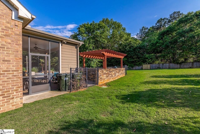 112 Murdock Ln, Greer, SC 29651 - view of yard featuring a pergola and a ceiling fan