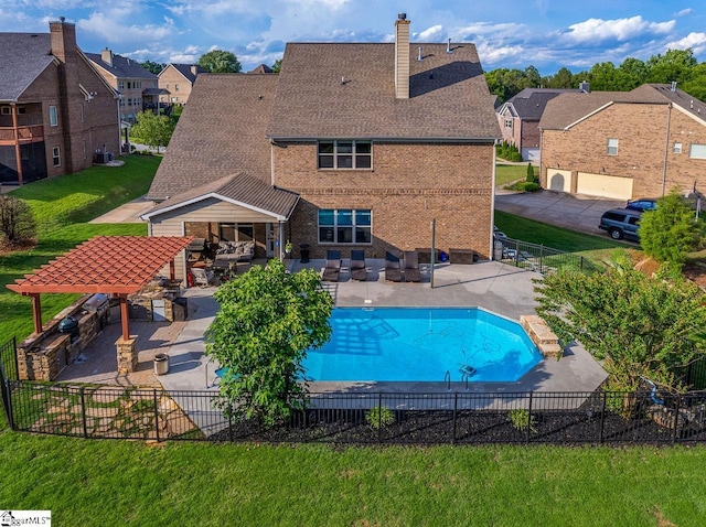 112 Murdock Ln, Greer, SC 29651 - view of swimming pool with a gazebo, a residential view, a patio, and exterior kitchen