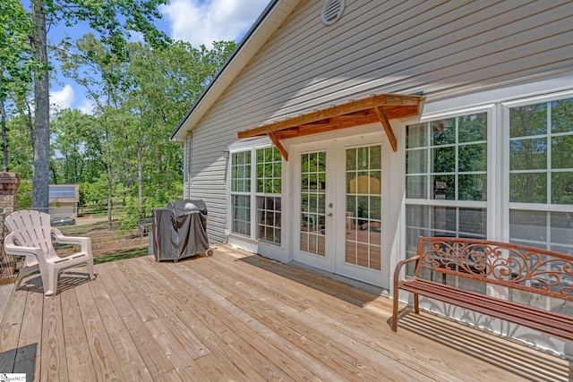 317 Hunter Rd, Fountain Inn, SC 29644 - wooden terrace featuring french doors and area for grilling
