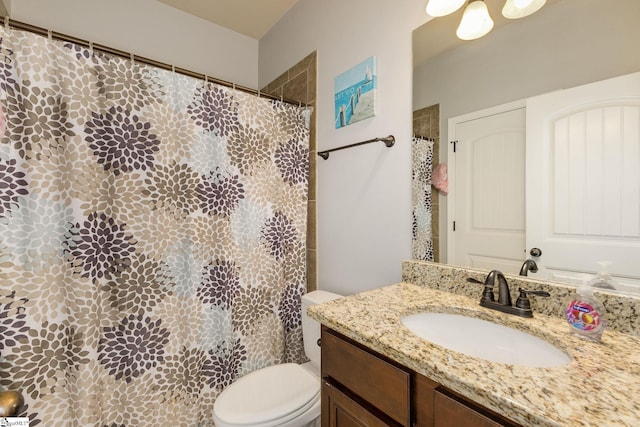 9 Bellagio Way, Greer, SC 29650 - bathroom featuring toilet, vanity, and a shower with shower curtain