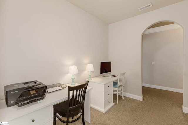 9 Bellagio Way, Greer, SC 29650 - office space featuring light carpet, arched walkways, and baseboards